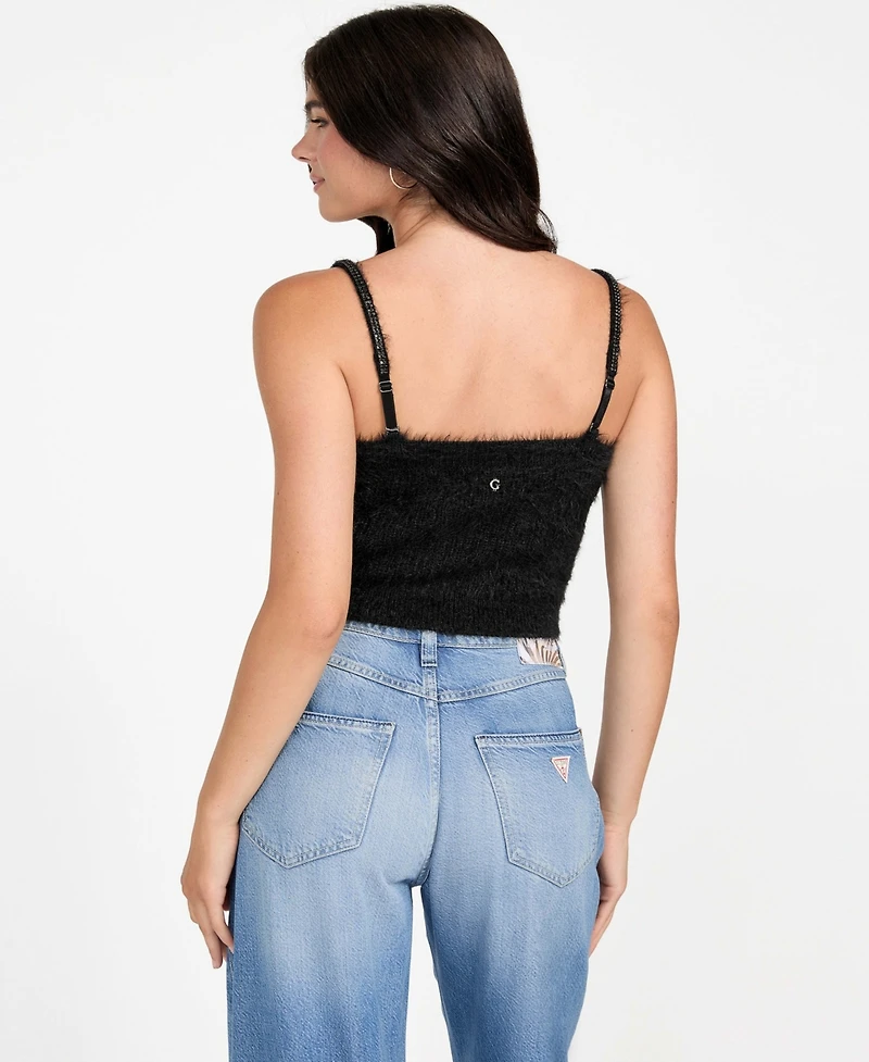 Guess Women's Cropped Bralette Sleeveless Sweater