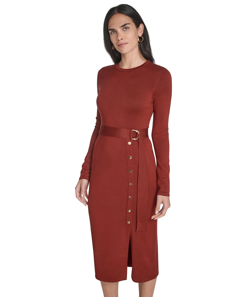 Jessica Howard Women's Long Sleeve Belted Midi Dress