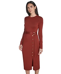 Jessica Howard Women's Long Sleeve Belted Midi Dress