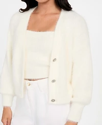 Guess Women's Keyla Rhinestone-Button Cardigan Sweater