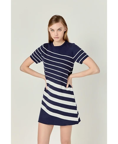 English Factory Women's Multi Stripe Mini Dress