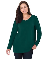 Woman Within Plus Perfect Long-Sleeve V-Neck Tee