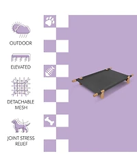 Chester Modern Minimalist Wood Frame Elevated Outdoor Dog Bed