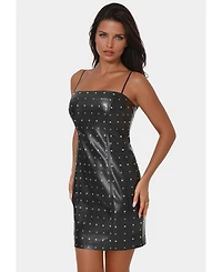 Bebe Women's Faux Leather Stud Mini Dress