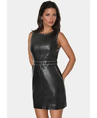 Bebe Women's Faux Leather Stud Seam Dress