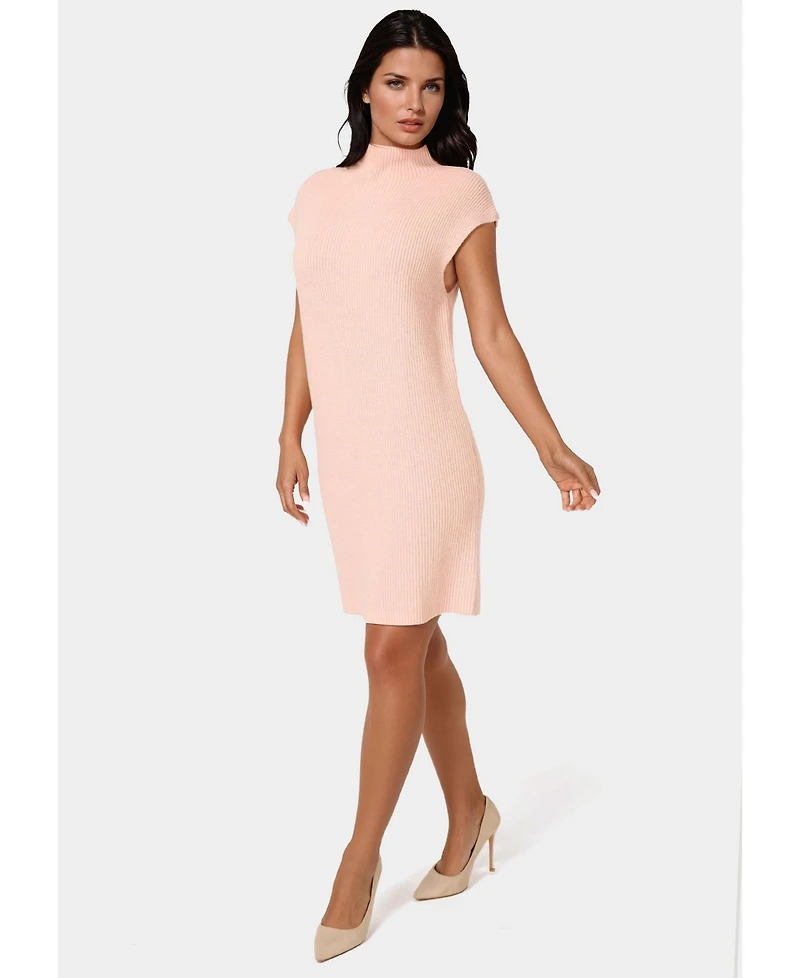 Bebe Long Sleeve Funnel Neck Sweater Mini Dress