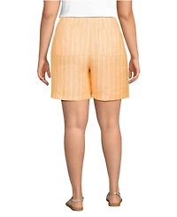 Lands' End Women's Plus Linen High Rise Pull On 7" Shorts