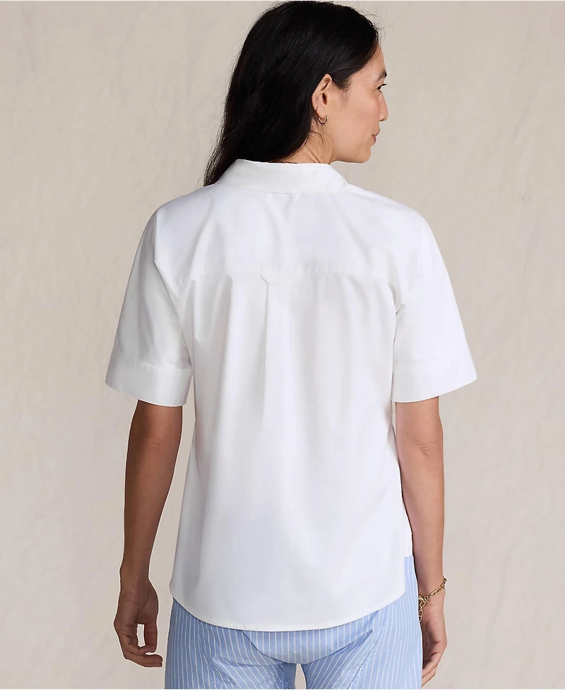 Lands' End Women's Cooling Elbow Sleeve Button Front Shirt