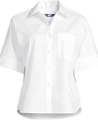 Lands' End Women's Plus Cooling Elbow Sleeve Button Front Shirt
