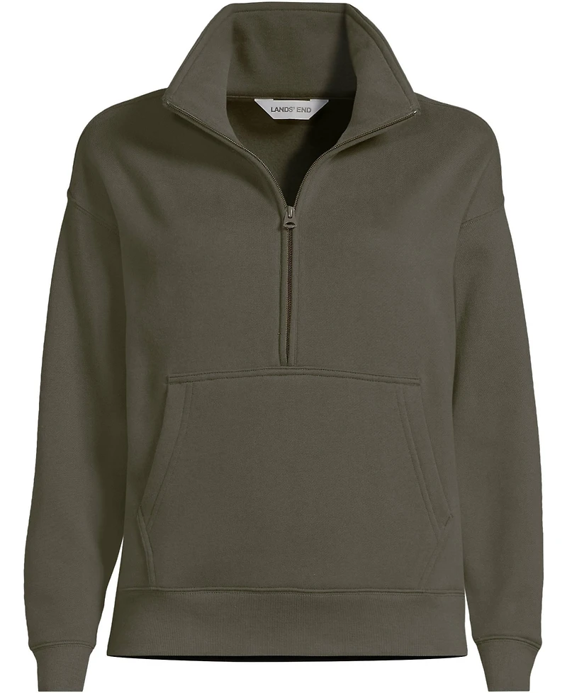 Lands' End Women's Relaxed Serious Sweats Long Sleeve 1/2 Zip Sweatshirt