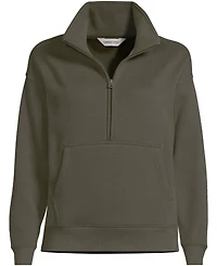 Lands' End Women's Relaxed Serious Sweats Long Sleeve 1/2 Zip Sweatshirt
