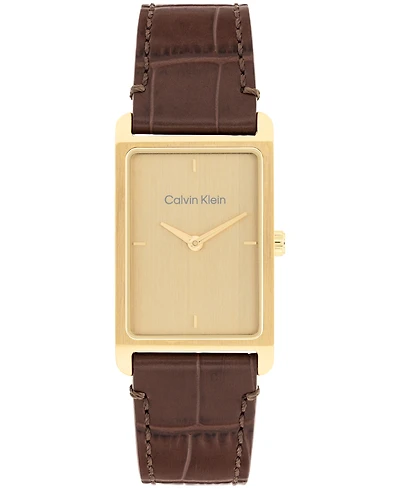 Calvin Klein Men's Dapper Brown Leather Strap Watch, 24mm