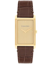 Calvin Klein Men's Dapper Brown Leather Strap Watch, 24mm