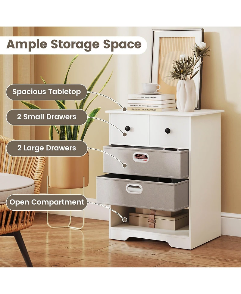 Costway 4-Drawer Dresser Modern Chest Storage Organizer with Open Shelves Anti-Tip Kits