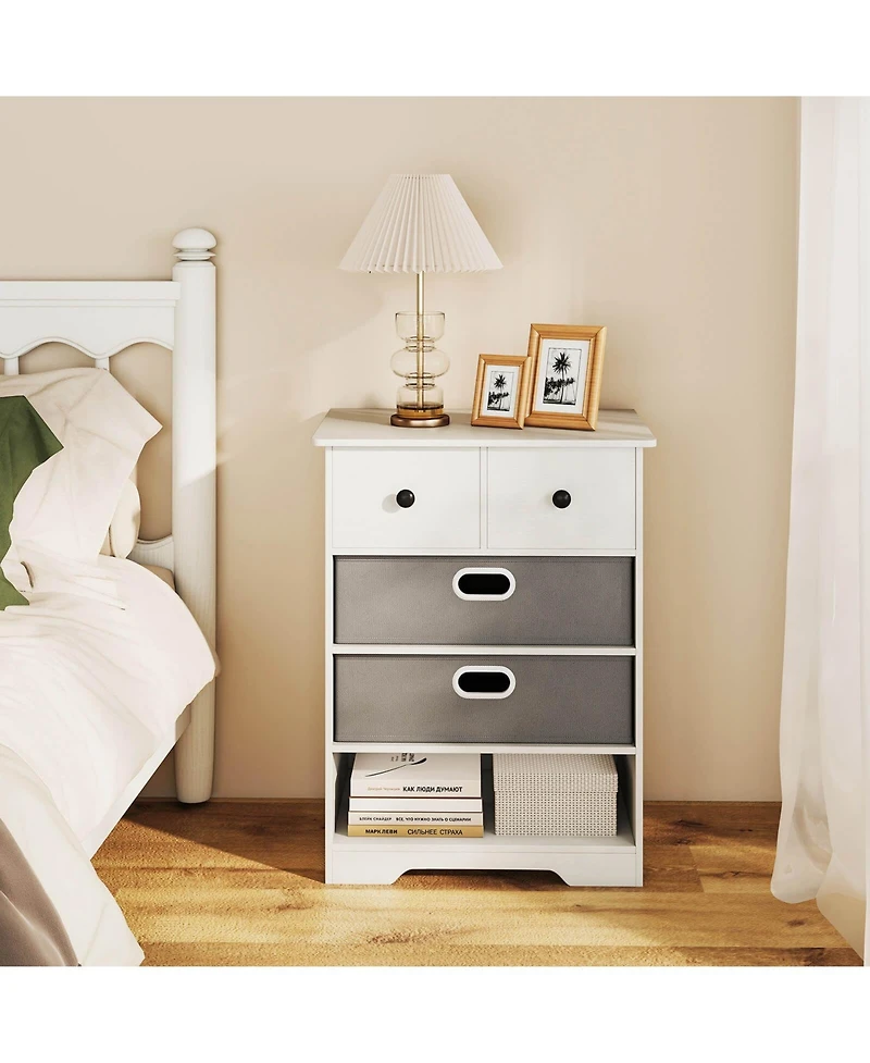 Costway 4-Drawer Dresser Modern Chest Storage Organizer with Open Shelves Anti-Tip Kits