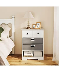 Costway 4-Drawer Dresser Modern Chest Storage Organizer with Open Shelves Anti-Tip Kits