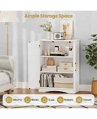 Costway Floor Storage Cabinet Modern Storage Organizer with Adjustable Shelves &2 Doors