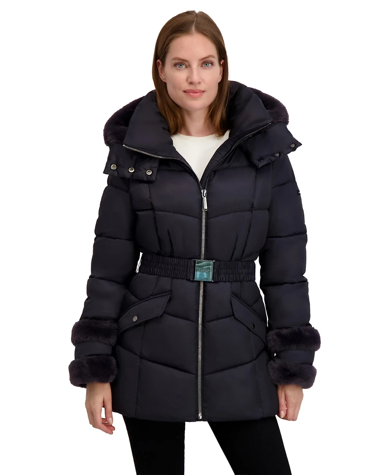 Laundry By Shelli Segal Women's Sega Belted Puffer Coat