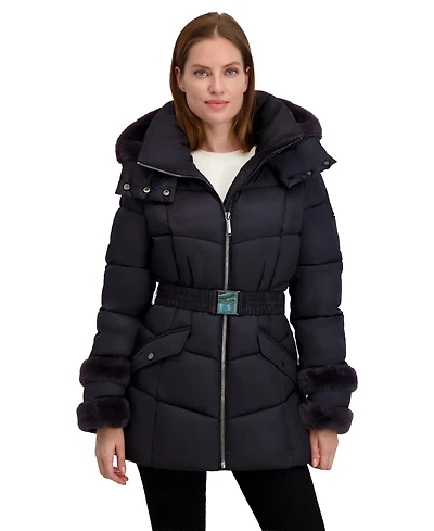 Laundry By Shelli Segal Women's Sega Belted Puffer Coat