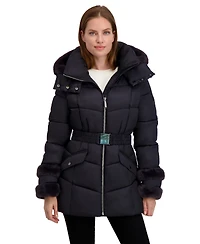 Laundry By Shelli Segal Women's Sega Belted Puffer Coat