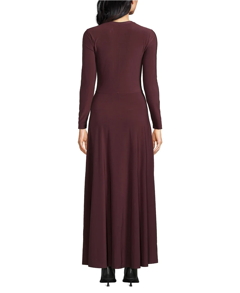 Lands' End Women's Silky Knit Ruched Maxi Dress