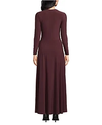 Lands' End Women's Silky Knit Ruched Maxi Dress