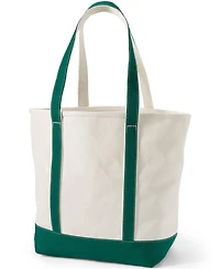 Lands' End Large 5 Pocket Open Top Long Handle Canvas Tote Bag