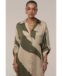 Jluxlabel Women's Satin Safari Maxi Dress