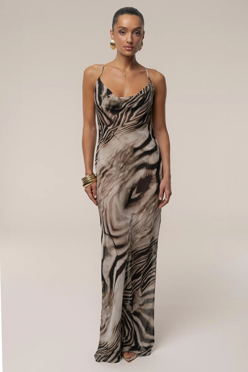 Jluxlabel Zebra Print Infinite Journey Maxi Dress