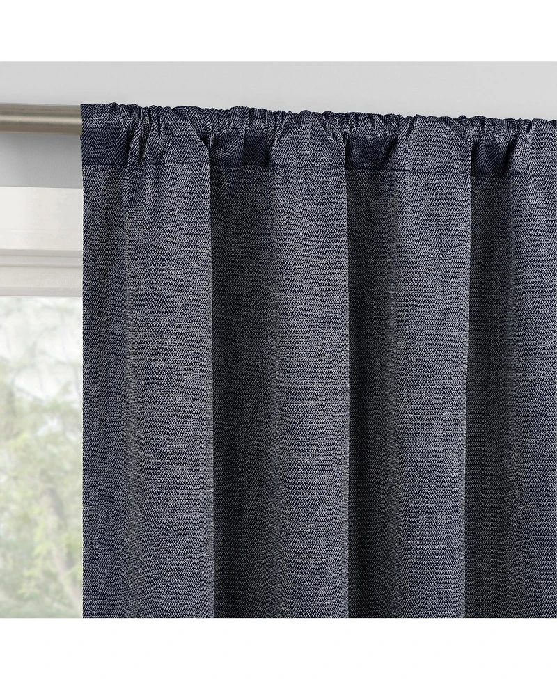 Sun Zero Parsons Herringbone Magnetic Closure 100% Blackout Rod Pocket Curtain Panel Pair