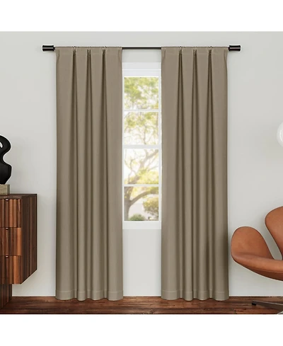 Sun Zero Parsons Herringbone Magnetic Closure 100% Blackout Rod Pocket Curtain Panel Pair