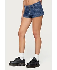 Edikted Women's Hanson Pinstripe Denim Shorts