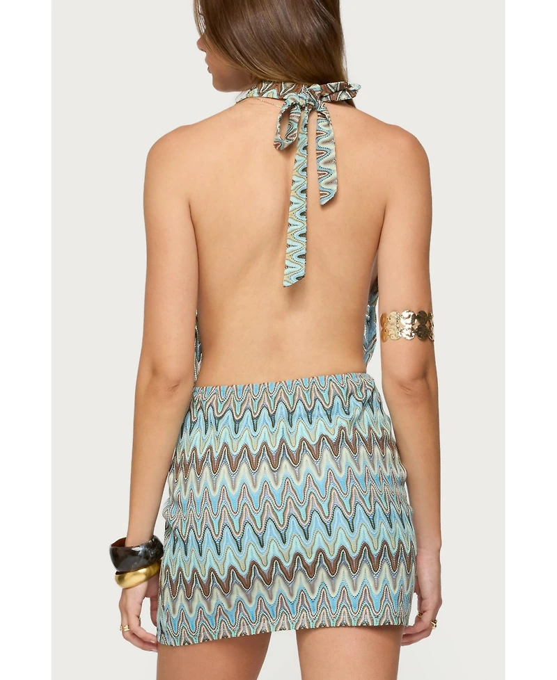 Edikted Women's Ziggy Striped Backless Knit Mini Dress