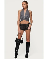 Edikted Womens Nessie Metal Ring Backless Halter Top