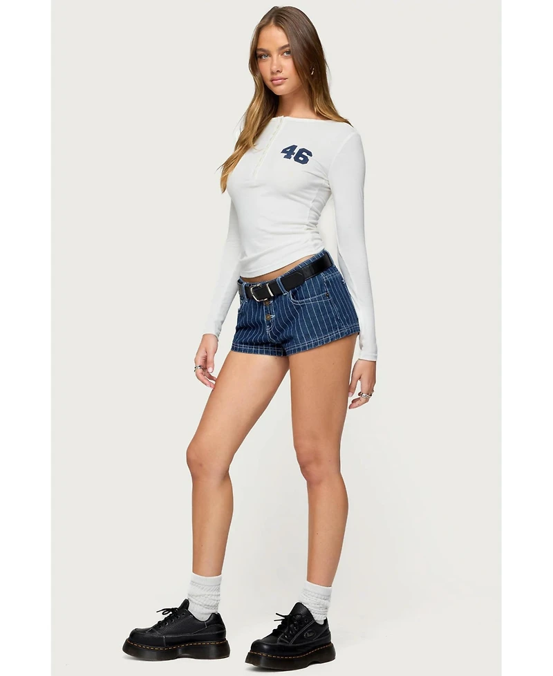Edikted Womens 46 Ribbed Henley Top