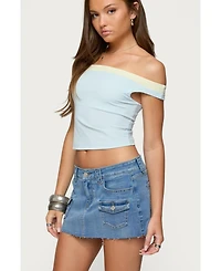Edikted Womens Strada Contrast Off Shoulder Top