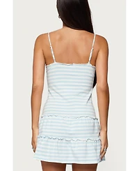 Edikted Women's Tiered Ruffle Striped Mini Dress