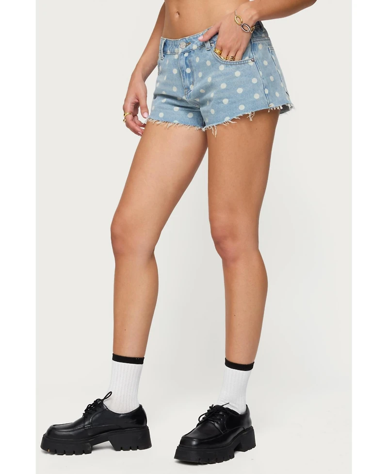 Edikted Women's Josie Polka Dot Denim Shorts