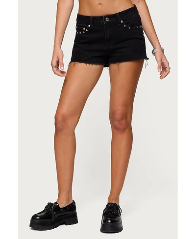 Edikted Women's Ashten Studded Denim Shorts