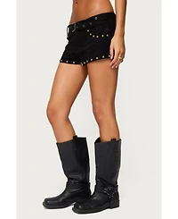 Edikted Women's Studded Faux Suede Micro Shorts