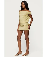Edikted Womens Eris Metallic Off Shoulder Mini Dress