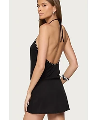 Edikted Women's Studded Drop Waist Backless Mini Dress