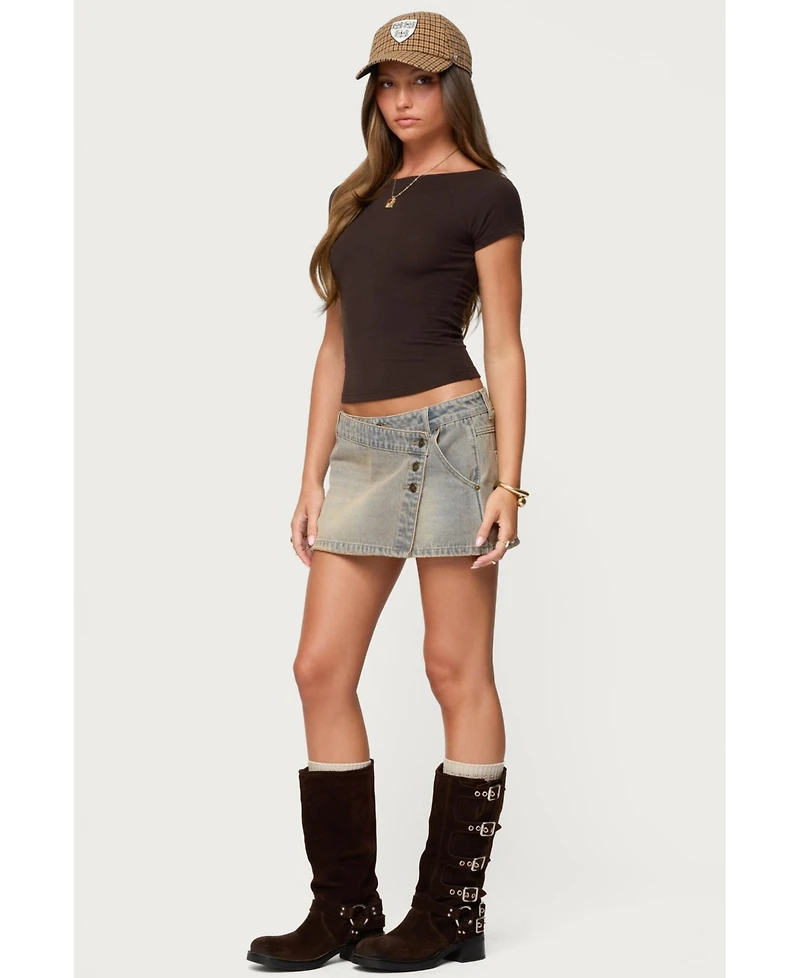 Edikted Womens Becca Boat Neck Top