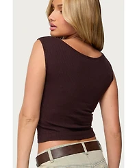 Edikted Women's Jarah Pointelle Knit Boat Neck Top