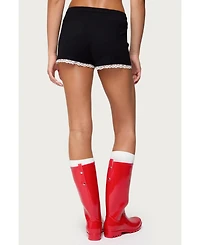Edikted Women's Sansa Lacey Knit Micro Shorts