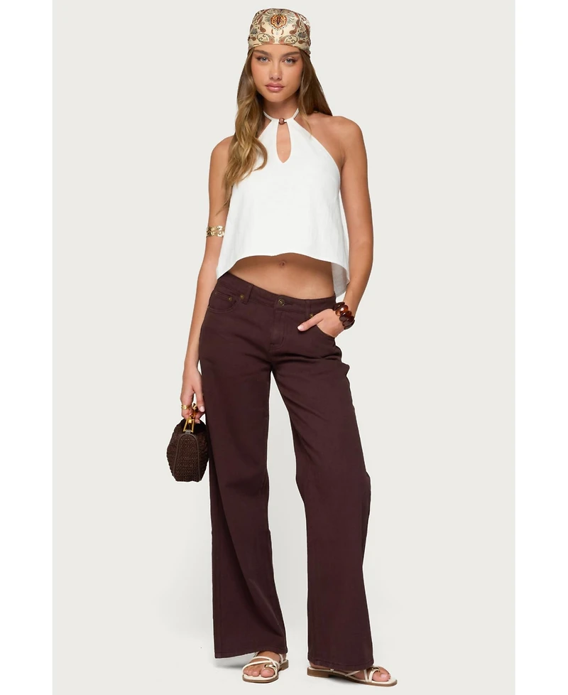 Edikted Women's Oliviana Linen Look Halter Top