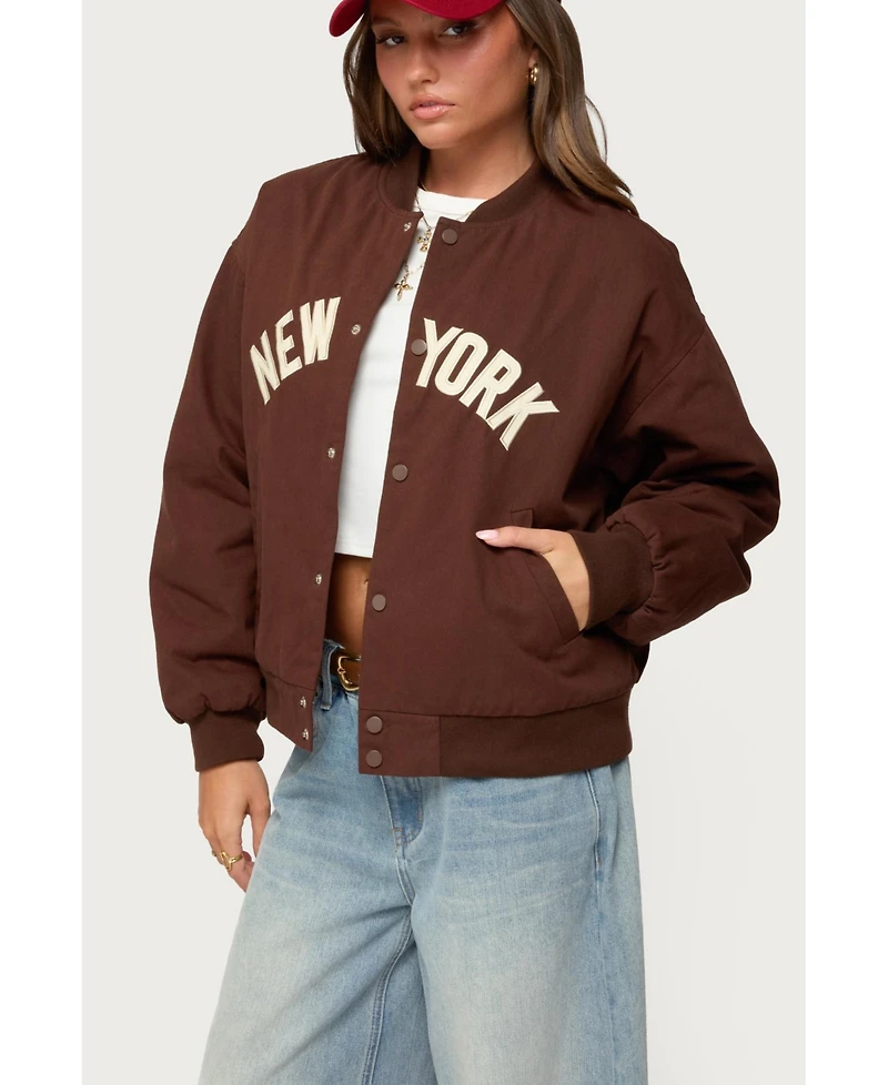 Edikted Women's Big Apple Oversized Bomber Jacket
