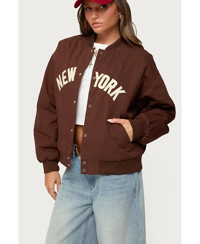 Edikted Women's Big Apple Oversized Bomber Jacket