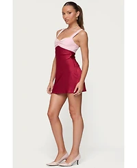Edikted Women's Contrast Satin Effect Mini Dress
