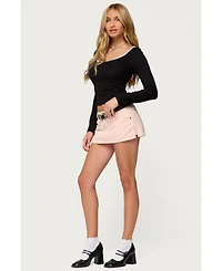 Edikted Womens Contrast Lacey Long Sleeve Top